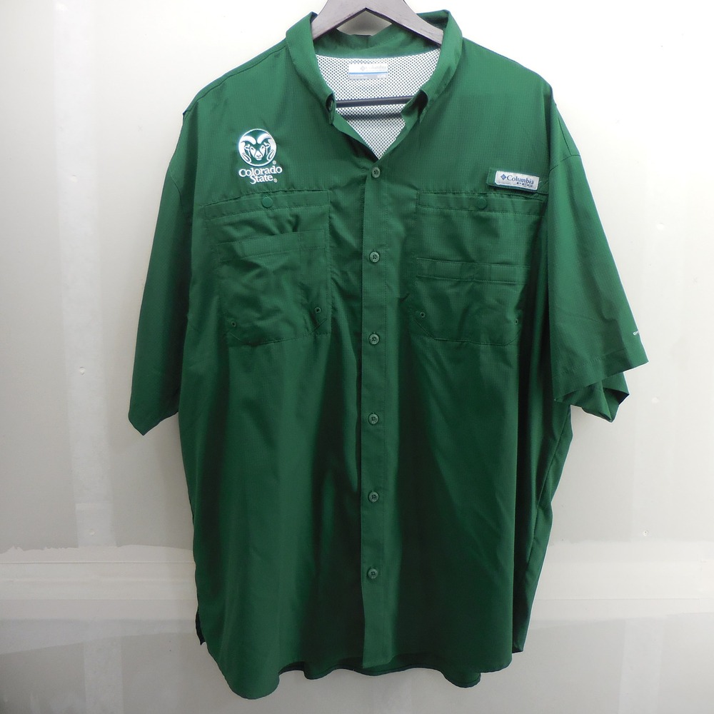 Columbia PFG Colorado State Rams Fishing Shirt Mens XL Green Tamiami II SS 1